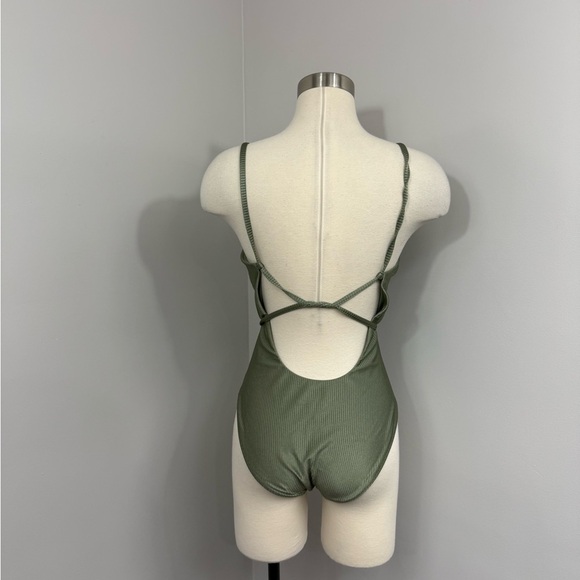 Aerie Olive Ribbed One Piece Swimsuit - Picture 7 of 13